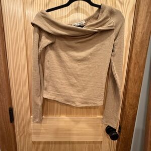 We The Free Tan Off-Shoulder Sweater